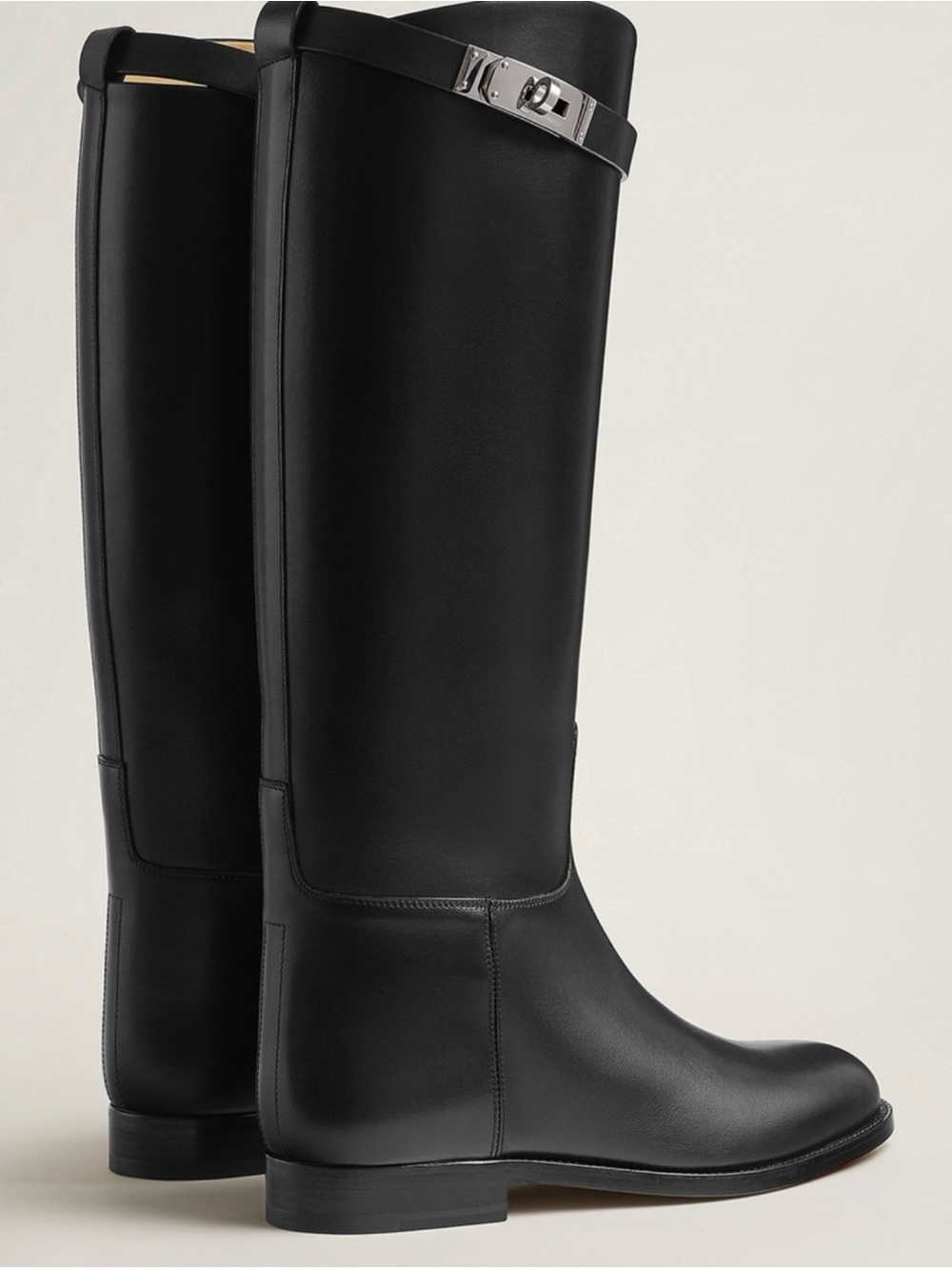 Hermes Black Riding (shorter) Boots with Yellow Leather Lining